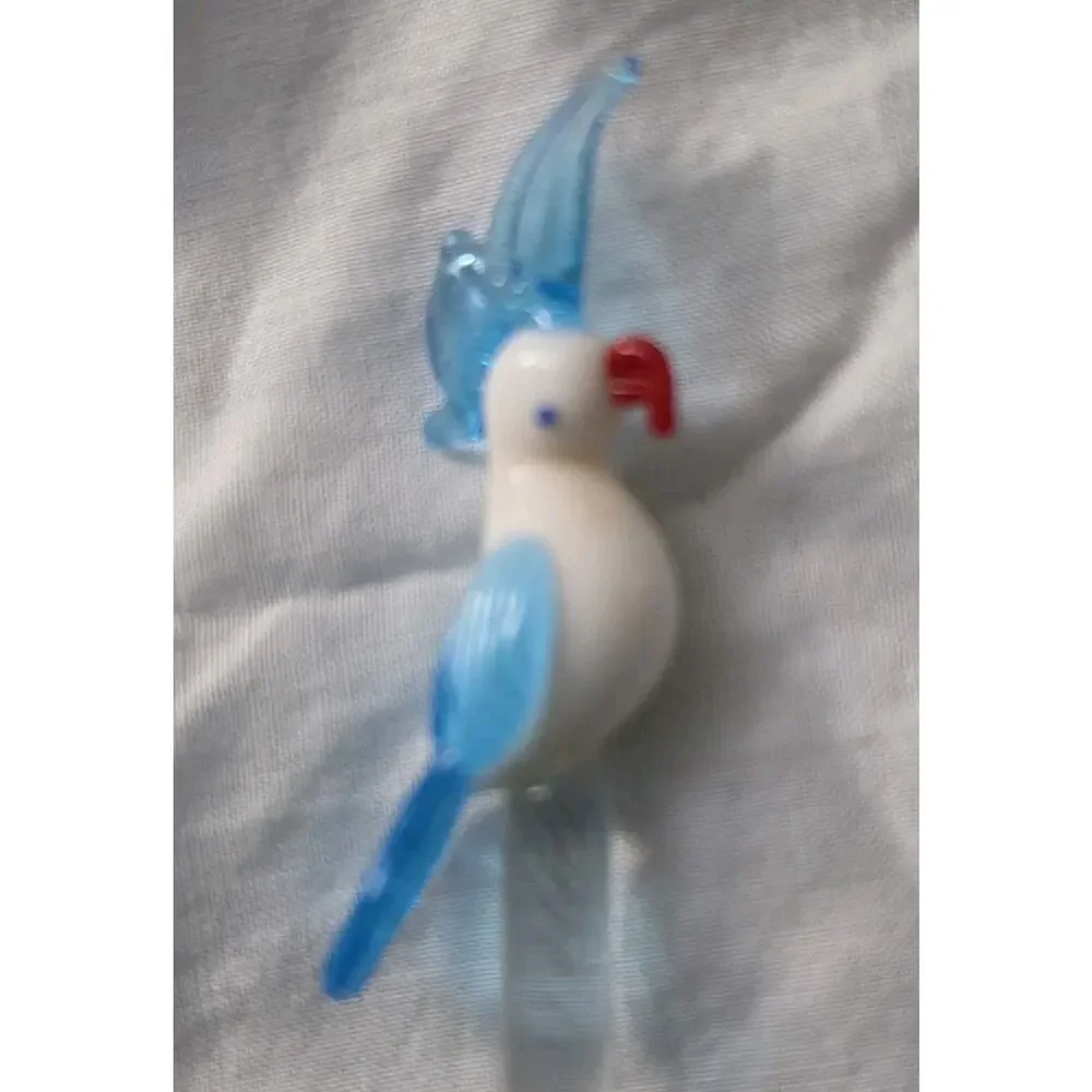 6 Vintage Art Glass Exotic Birds Parrot Palm Tree Dolphin Swizzle Sticks 8
